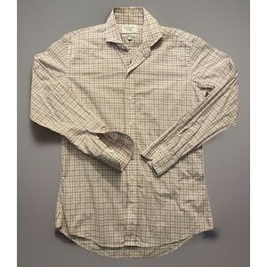 Ledbury Long Sleeve Button Down Shirt Purple Brown Plaid Slim Fit Large 16 JBHS